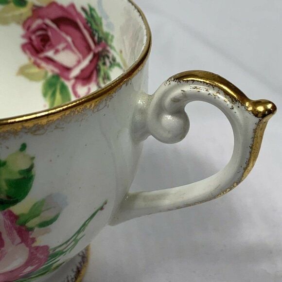 Lady Margaret Tea Cup & Saucer Fine Bone Queen Anne China Roses Print England - Picture 7 of 12